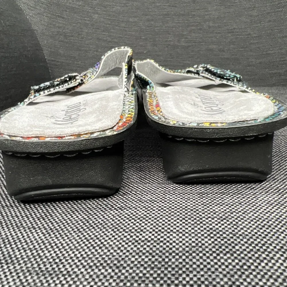 ALEGRIA Sandals Womens EU 39 US 8.5 Violet VIO-720 Rainbow Python Leather Slide